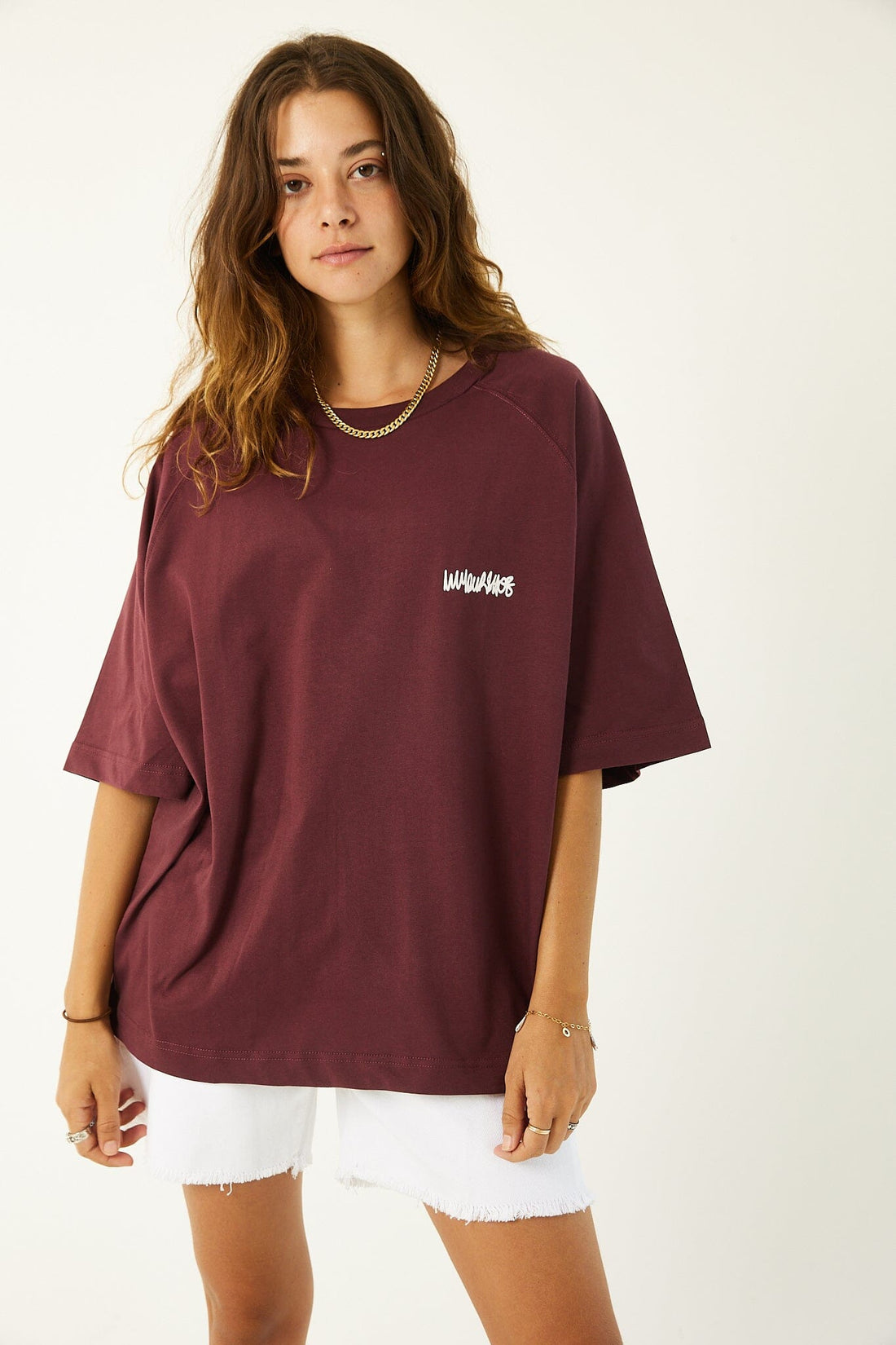 Burgundy IYS Printed Boxy Fit Tee Printed Boxy Tee IN YOUR SHOE M 