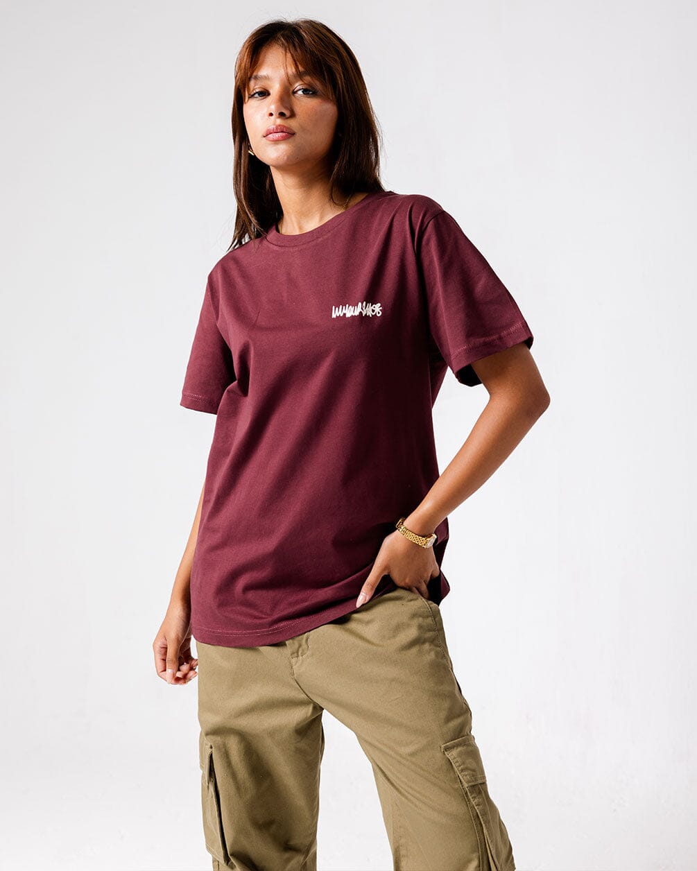 Burgundy IYS Printed Regular Tee Printed Regular Tees IN YOUR SHOE S 