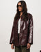 Female Burgundy Oversized Leather Blazer