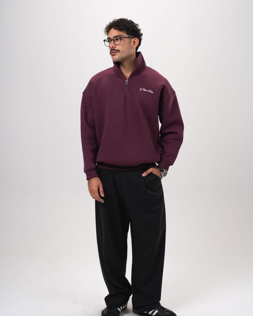 Burgundy Oversized Quarter Zipper Quarter Zipper IN YOUR SHOE L 