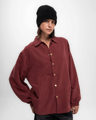 Burgundy Oversized Textured Windbreaker Windbreaker IN YOUR SHOE 