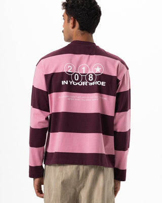 Burgundy & Pink Striped Daydreamer Boxy Long Sleeves Long Sleeves IN YOUR SHOE M 