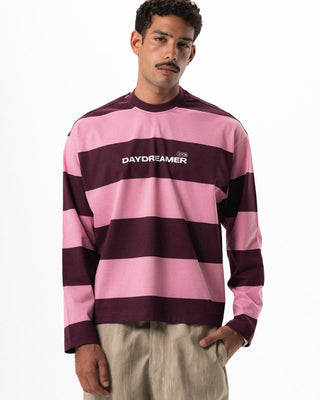 Burgundy & Pink Striped Daydreamer Boxy Long Sleeves Long Sleeves IN YOUR SHOE L 