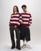 Burgundy & Powder Pink Striped Boxy Rugby Polo