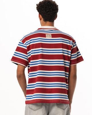 Burgundy Supernova Oversized Tee Striped Tees IN YOUR SHOE XL 