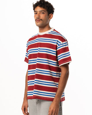 Burgundy Supernova Oversized Tee Striped Tees IN YOUR SHOE 