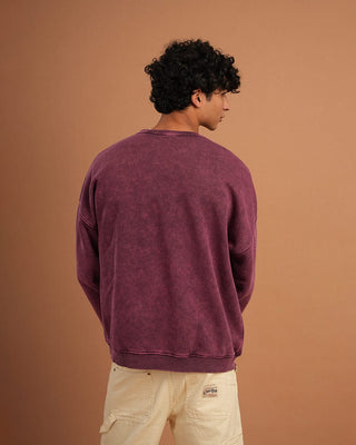 Burgundy Washed Boxy Crewneck Acid Washed Crewnecks IN YOUR SHOE 