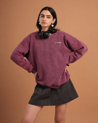 Burgundy Washed Boxy Crewneck Acid Washed Crewnecks IN YOUR SHOE S 