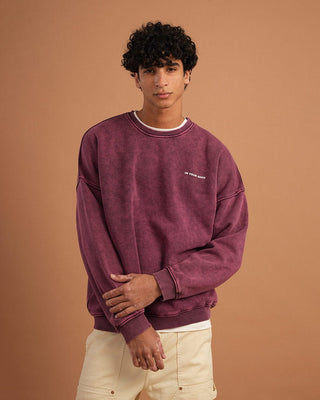 Burgundy Washed Boxy Crewneck Acid Washed Crewnecks IN YOUR SHOE 