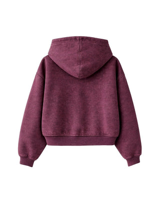 Burgundy Washed Boxy Zip-Up Hoodie Zip Up Hoodies IN YOUR SHOE M 