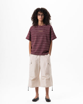 Burgundy Washed Striped Boxy Tee Printed Boxy Tee IN YOUR SHOE XL 