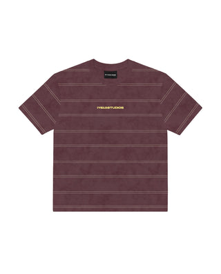 Burgundy Washed Striped Boxy Tee Printed Boxy Tee IN YOUR SHOE 