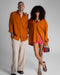 Camel Brown Boyfriend Linen Shirt
