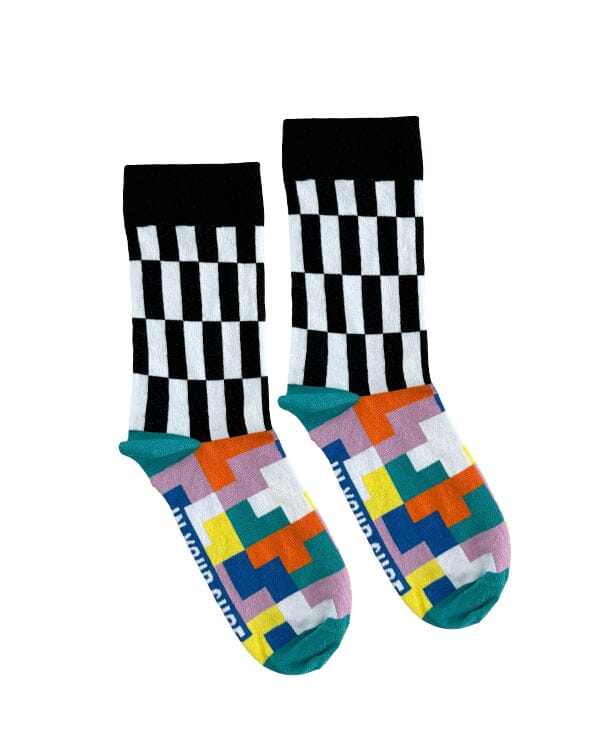 Checkered Pixels (Long Socks) Neck Socks In Your Shoe 