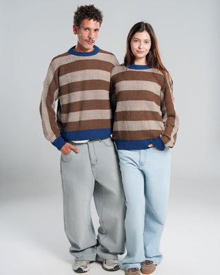 Choco and Beige Balloon Knitwear Pullover Knitwear IN YOUR SHOE S 