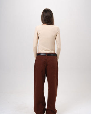 Creamy Beige Square Neck Top Long Sleeve Tops IN YOUR SHOE XL 