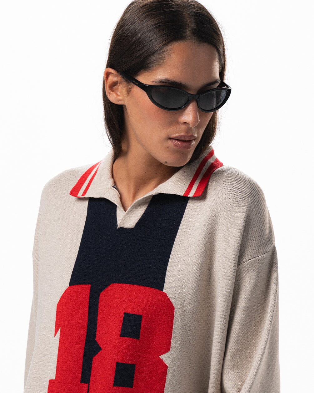 Creamy Striped Oversized Polo Polo T-Shirts IN YOUR SHOE XL 