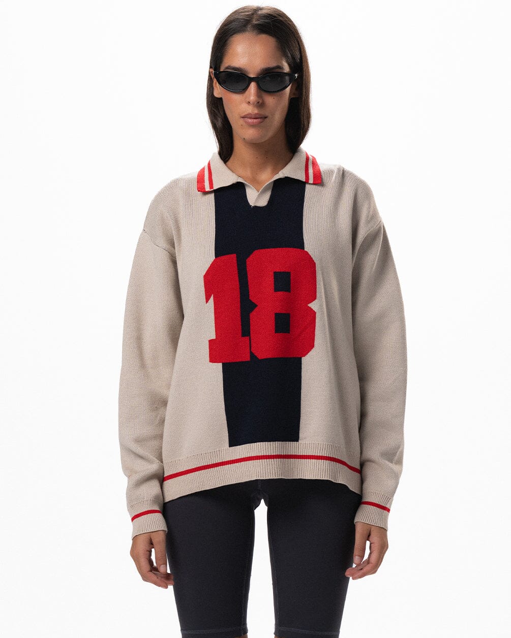 Creamy Striped Oversized Polo Polo T-Shirts IN YOUR SHOE M 