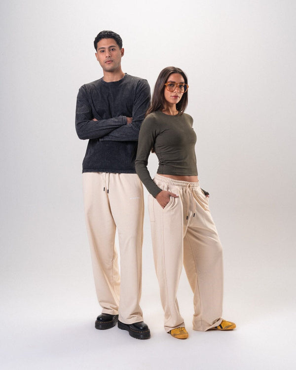 Creamy Wide Leg Sweatpants