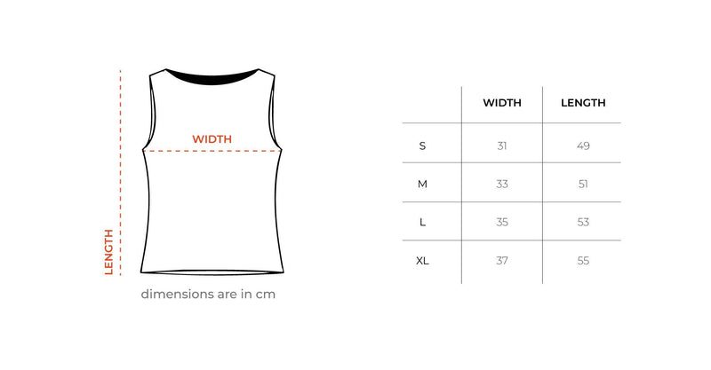 Grey Sleeveless Cropped Top size chart