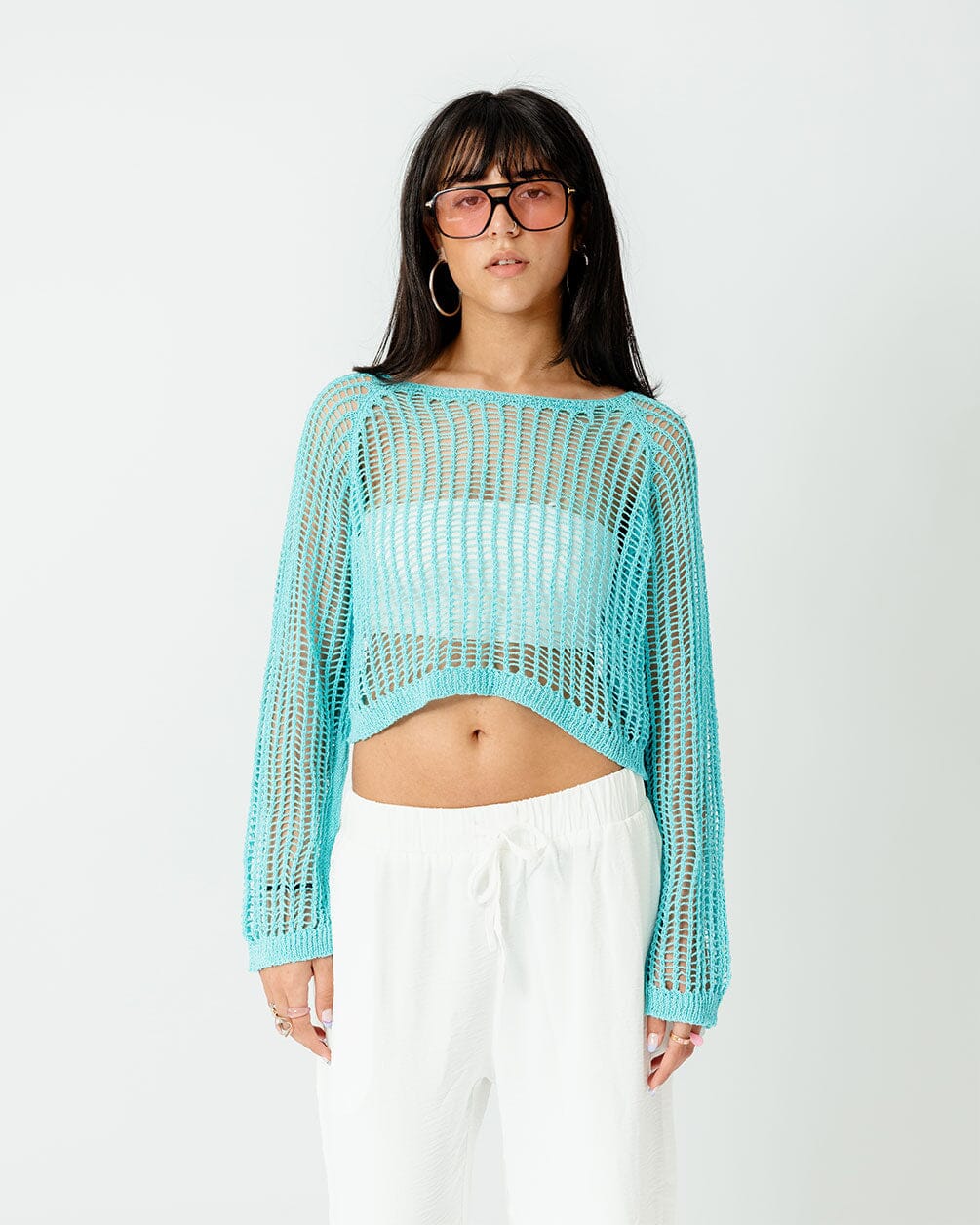 Cyan Fishnet Top Fishnet Top IN YOUR SHOE 