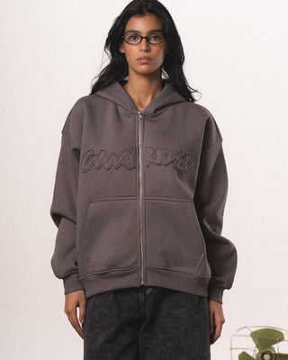 Dark Grey Afterclass Boxy Zip-Up Hoodie Zip Up Hoodies IN YOUR SHOE L 