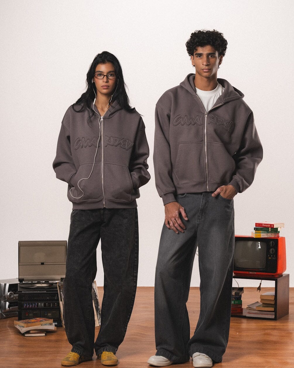 Dark Grey Afterclass Boxy Zip-Up Hoodie Zip Up Hoodies IN YOUR SHOE S 