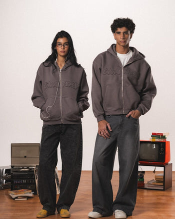 Dark Grey Afterclass Boxy Zip-Up Hoodie Zip Up Hoodies IN YOUR SHOE S 