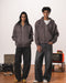 Dark Grey Guarded Boxy Zip-Up Hoodie