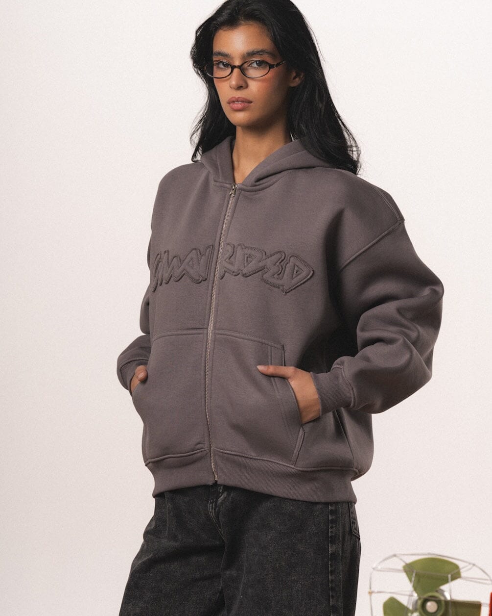 Dark Grey Afterclass Boxy Zip-Up Hoodie Zip Up Hoodies IN YOUR SHOE 