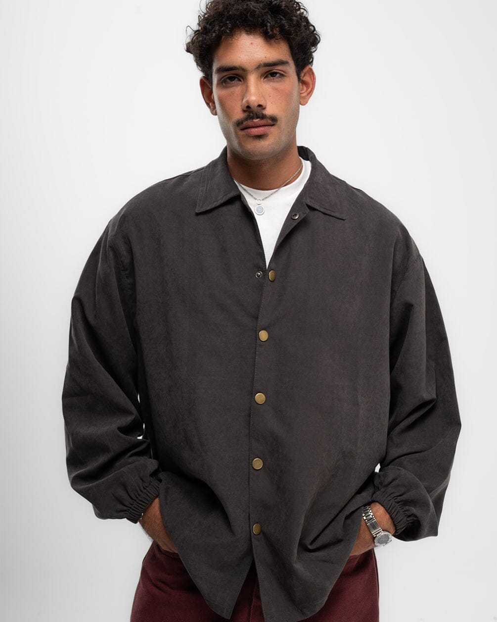 Dark Grey Oversized Textured Windbreaker Windbreaker IN YOUR SHOE 