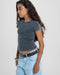 Dark Grey Washed Short Sleeve Top