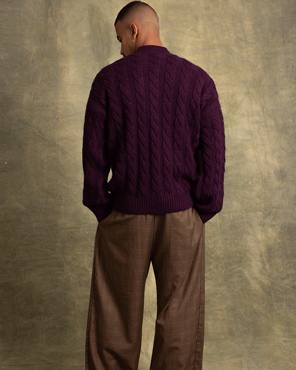 Dark Purple Cable Knit Sweater Cable Knit Sweater IN YOUR SHOE L-XL 