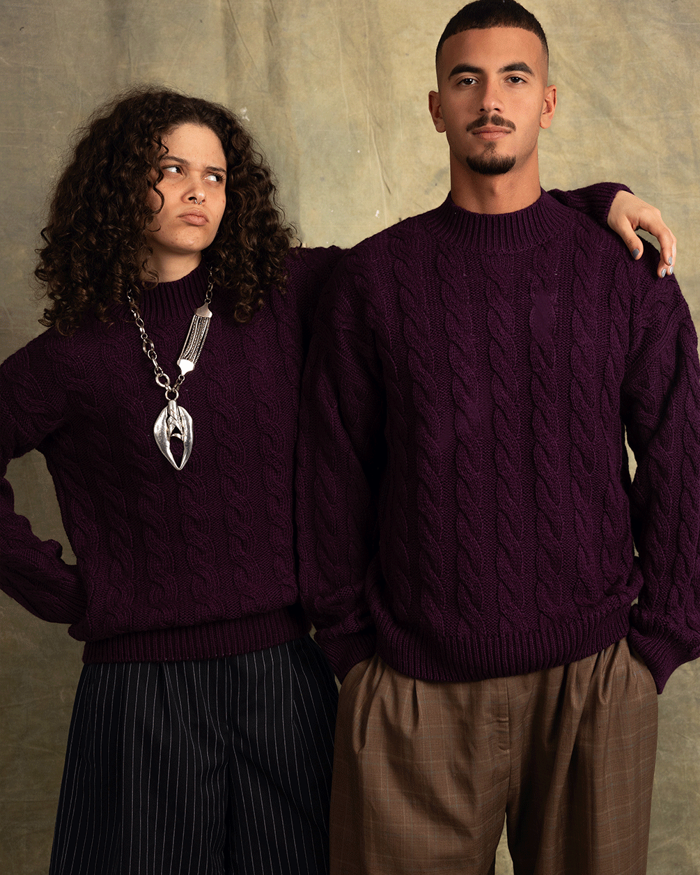 Dark Purple Cable Knit Sweater Cable Knit Sweater IN YOUR SHOE 