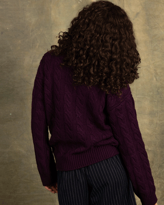 Dark Purple Cable Knit Sweater Cable Knit Sweater IN YOUR SHOE 
