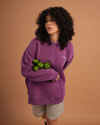 Dark Purple IYS Washed Hoodie Acid Washed Hoodies IN YOUR SHOE S 