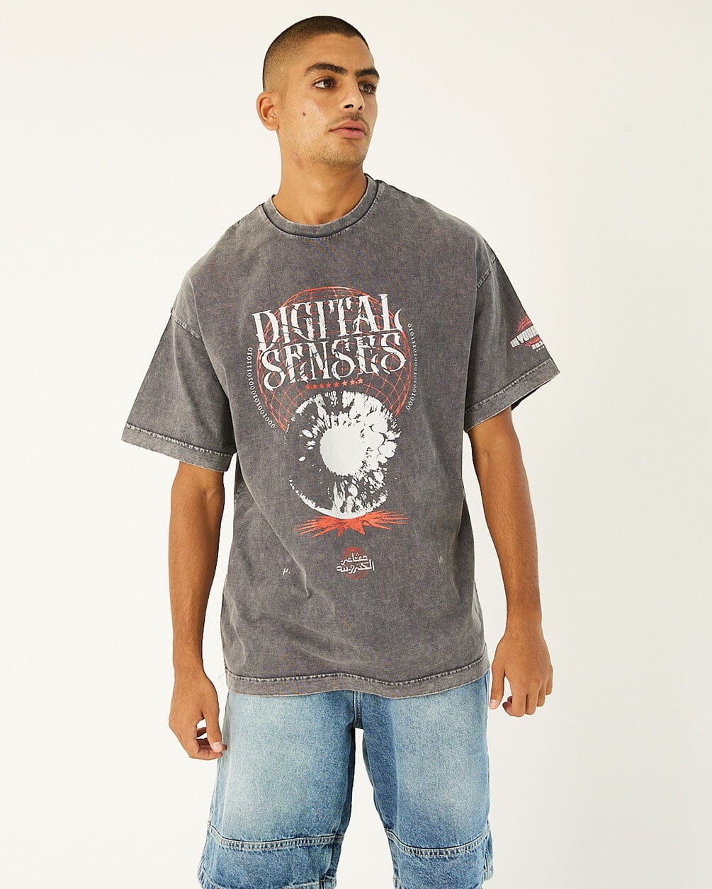 Digital Senses Acid Washed Oversized Tee Washed Oversized Tee IN YOUR SHOE M 