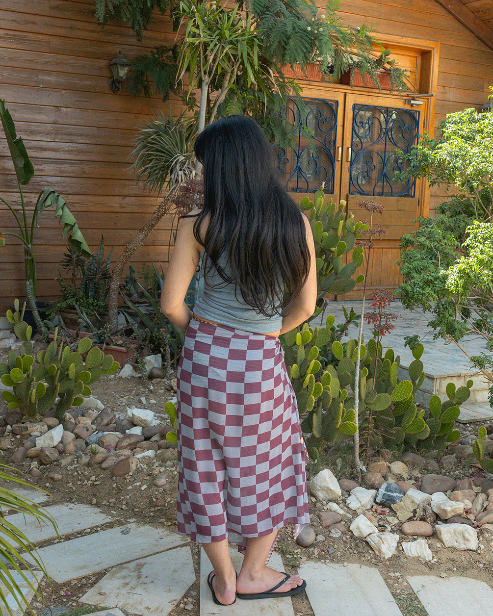 Dusty Pink Checks Maxi Flowy Wrap Flowy Wraps Maxi IN YOUR SHOE 
