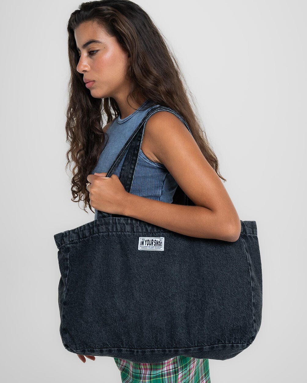 Everyday Black Denim Tote Bag Denim Totes IN YOUR SHOE 