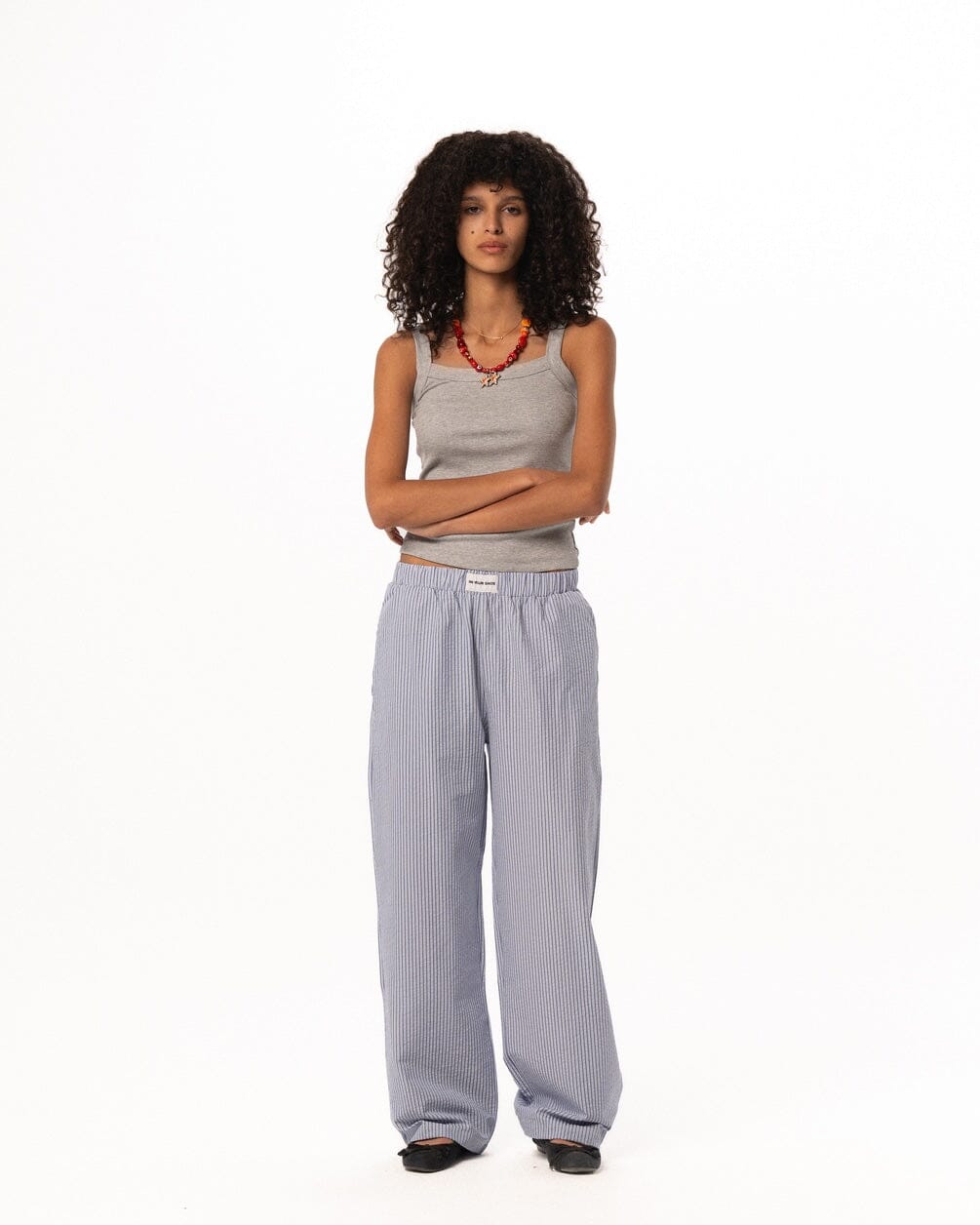 Female Baby Blue Striped Boxer Pants Boxer Pants IN YOUR SHOE S 