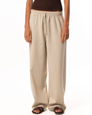 Female Beige Linen Wide Leg Pants Linen Pants IN YOUR SHOE M 