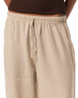 Female Beige Linen Wide Leg Pants Linen Pants IN YOUR SHOE 