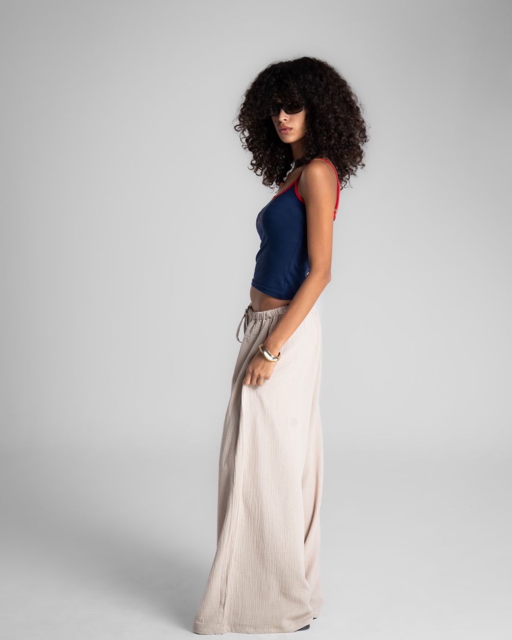 Female Beige Super Oversized Crinkled Pants Linen Pants IN YOUR SHOE 