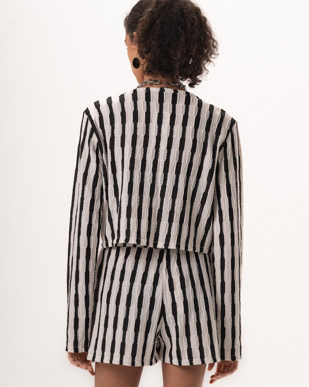 Female Black Striped Knit Set Knit Set IN YOUR SHOE L S 
