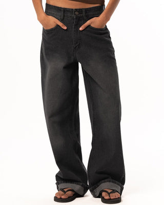 Female Black Washed Wide Leg Jeans Jeans IN YOUR SHOE 36 