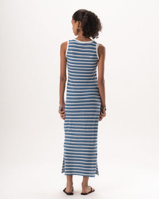 Female Blue Horizontal Striped Knit Dress Knit Dress IN YOUR SHOE M 