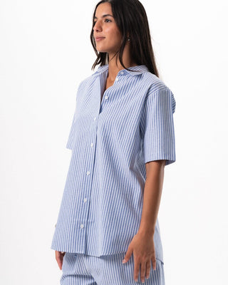 Female Blue Striped Oversized Set Linen Set IN YOUR SHOE 