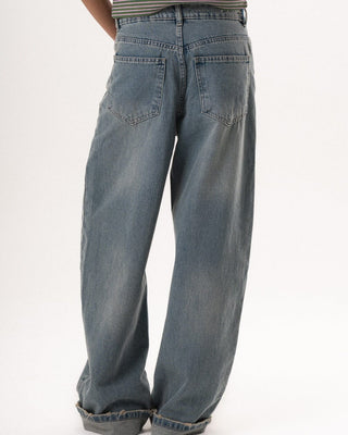 Female Blue Washed Wide Leg Jeans Jeans IN YOUR SHOE 38 