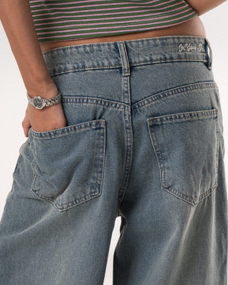 Female Blue Washed Wide Leg Jeans Jeans IN YOUR SHOE 42 