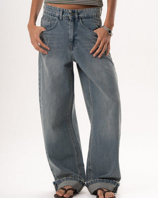 Female Blue Washed Wide Leg Jeans Jeans IN YOUR SHOE 36 